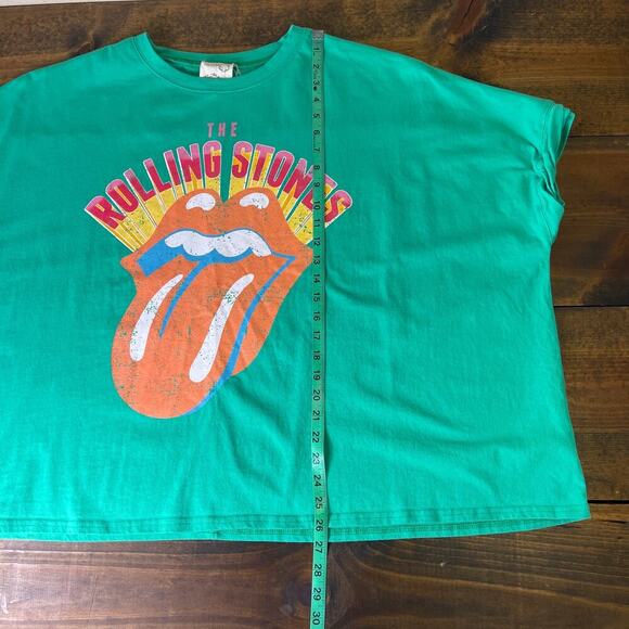 Fantastic Fawn Rolling Stones Green Oversized Shirt Tongue Graphic Womens Medium - Picture 10 of 12